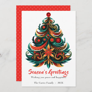 Christmas Tree Bohemian Holiday Flat Card
