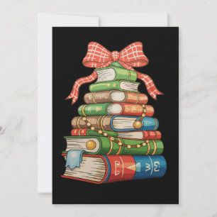 Christmas Tree Books Bow Reading Librarian Teacher Holiday Card
