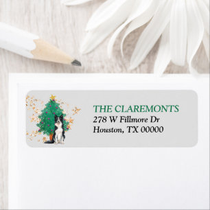 Christmas Tree Border Collie Stars Return Address