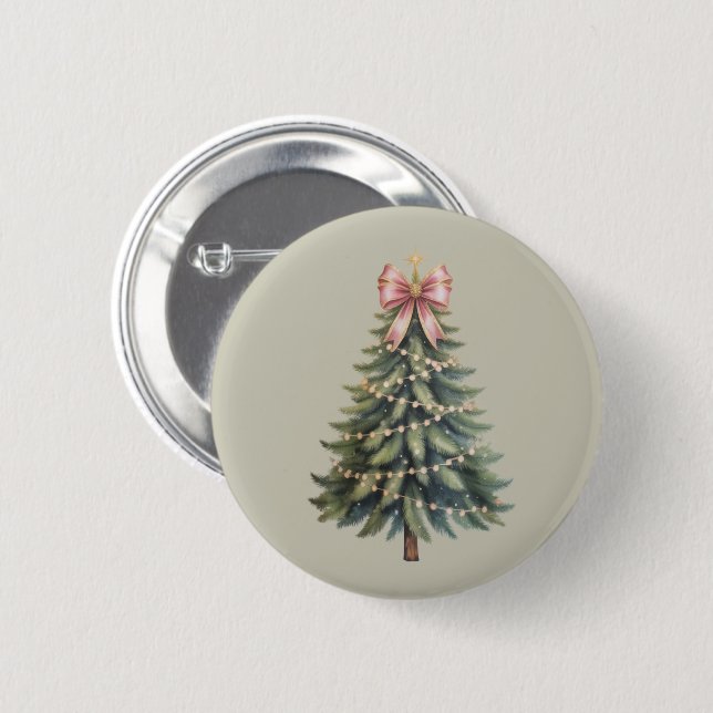Christmas Tree Bow Coquette Xmas 6 Cm Round Badge (Front & Back)