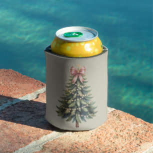 Christmas Tree Bow Coquette Xmas Can Cooler