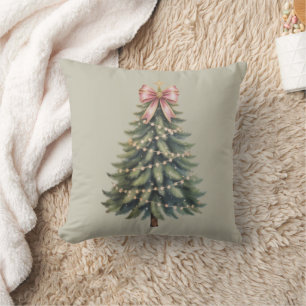 Christmas Tree Bow Coquette Xmas Cushion