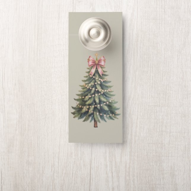 Christmas Tree Bow Coquette Xmas Door Hanger (On Knob)