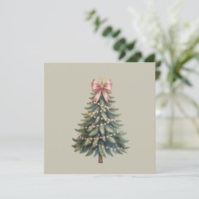 Christmas Tree Bow Coquette Xmas Holiday Card (Standing Front)