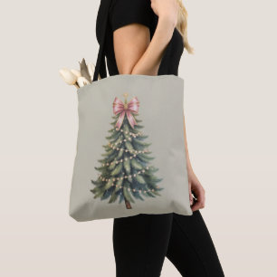 Christmas Tree Bow Coquette Xmas Tote Bag