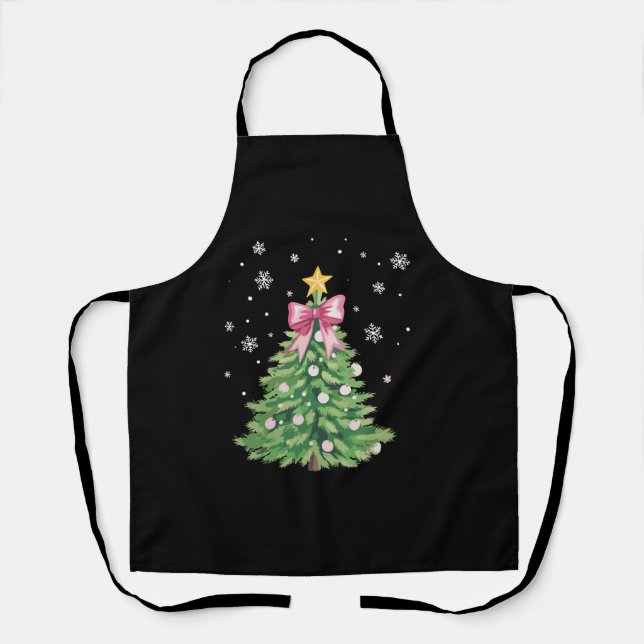 Christmas Tree Bow Xmas Holiday Apron (Front)