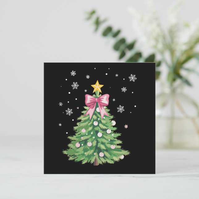 Christmas Tree Bow Xmas Holiday Card (Standing Front)