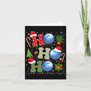 Christmas Tree Bowling Ho Ho Ho Santa Lights Xmas Card