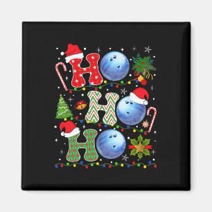 Christmas Tree Bowling Ho Ho Ho Santa Lights Xmas  Magnet