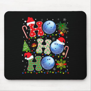Christmas Tree Bowling Ho Ho Ho Santa Lights Xmas  Mouse Pad