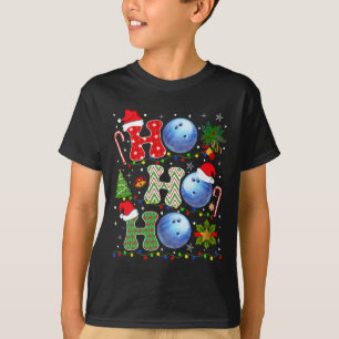 Christmas Tree Bowling Ho Ho Ho Santa Lights Xmas T-Shirt