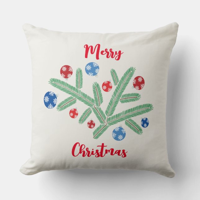 Christmas tree branch with snowflake decorations cushion (Front)