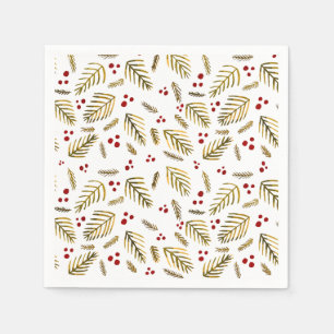 Christmas tree branches and berries - amber napkin