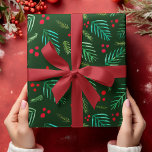Christmas tree branches and berries - dark green wrapping paper sheet<br><div class="desc">Christmas tree branches and berries - dark green Wrapping Paper Sheets</div>