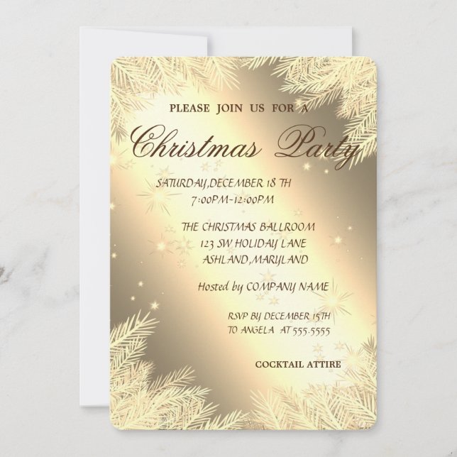 Christmas Tree Branches,Corporate Christmas Party, Invitation (Front)