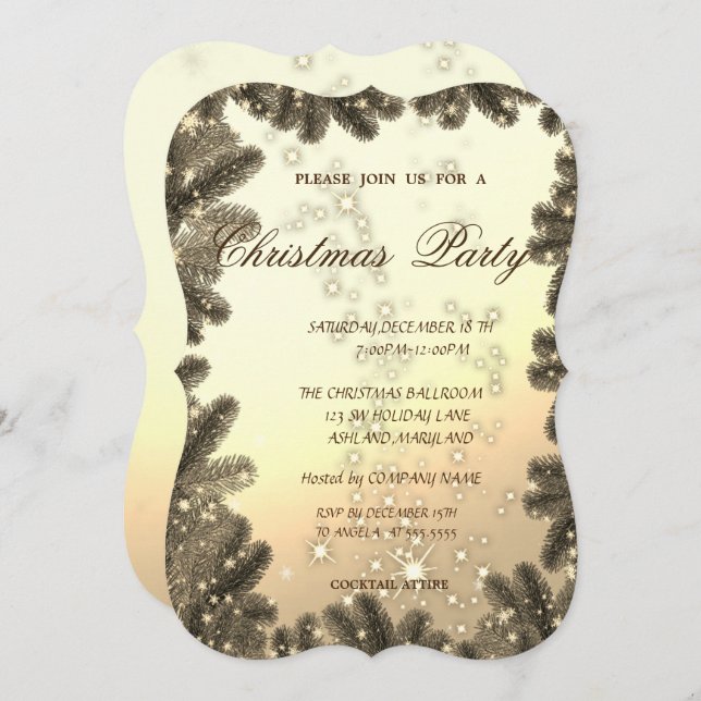 Christmas Tree Branches,Corporate Christmas Party Invitation (Front/Back)
