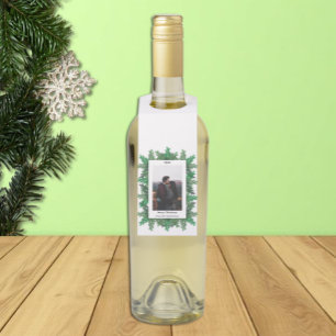 Christmas Tree Branches Photo Bottle Tag