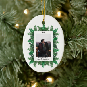 Christmas Tree Branches Photo Ceramic Tree Decoration