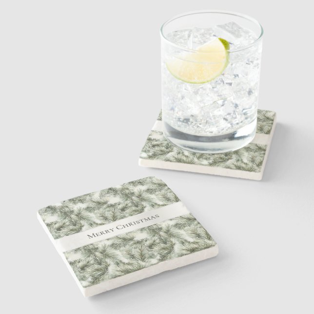 Christmas Tree Branches Stone Coaster (Side)