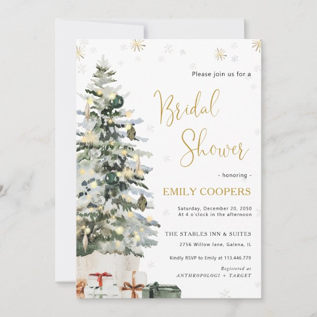 Christmas Tree Bridal Shower Invitation (Front)