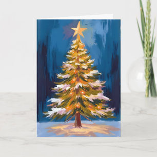 Christmas Tree Bright Star Watercolor Holiday Card