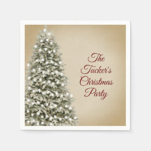 Christmas Tree Brown Kraft Company Holiday Party Napkin