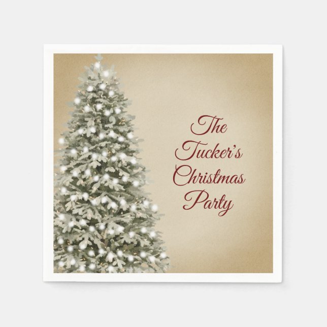 Christmas Tree Brown Kraft Company Holiday Party Napkin (Front)