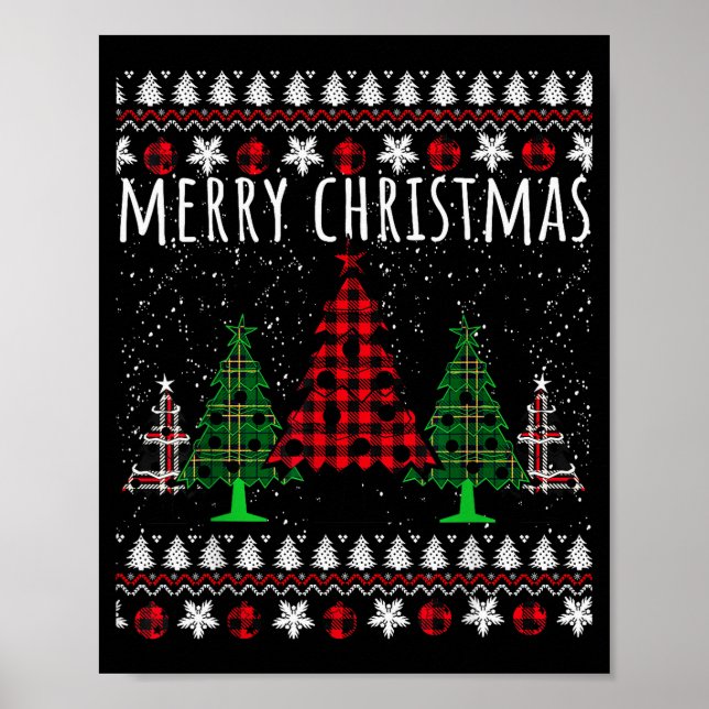 Christmas Tree Buffalo Gingham Plaid  Poster (Front)