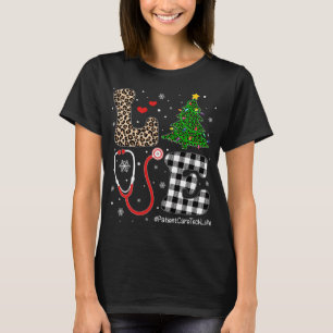 Christmas Tree Buffalo Plaid Love Patient Care Tec T-Shirt