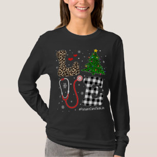 Christmas Tree Buffalo Plaid Love Patient Care Tec T-Shirt