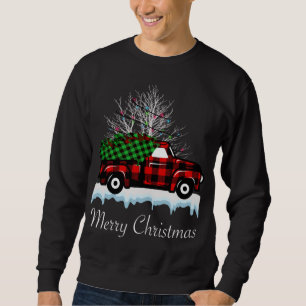 Christmas Tree Buffalo Plaid Red Truck Pajama Xmas Sweatshirt