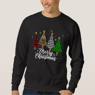 Christmas Tree Buffalo Plaid Red White Green Leopa Sweatshirt