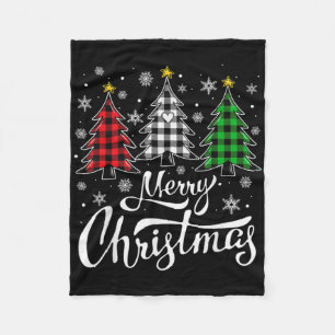 Christmas Tree Buffalo Plaid Red White Green Xmas Fleece Blanket