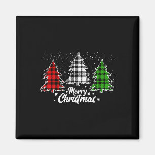 Christmas Tree Buffalo Plaid Red White Green Xmas  Magnet