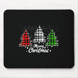 Christmas Tree Buffalo Plaid Red White Green Xmas Mouse Pad