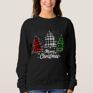 Christmas Tree Buffalo Plaid Red White Green Xmas Sweatshirt