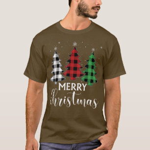 Christmas Tree Buffalo Plaid Red White Green Xmas  T-Shirt