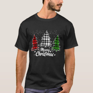 Christmas Tree Buffalo Plaid Red White Green Xmas T-Shirt