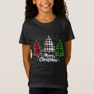 Christmas Tree Buffalo Plaid Red White Green Xmas T-Shirt