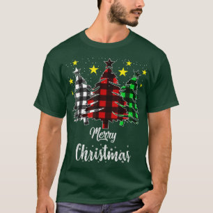 Christmas Tree Buffalo Plaid Red White Green Xmas  T-Shirt