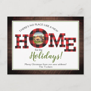 Christmas Tree Buffalo Plaid Rustic New HOME Photo Postcard