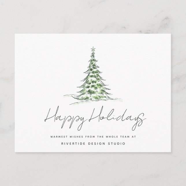 Christmas Tree Business Logo Corporate Holiday Postcard (Front)