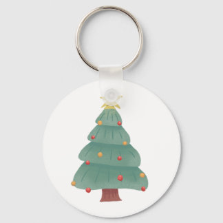 Christmas Tree Button Keychain