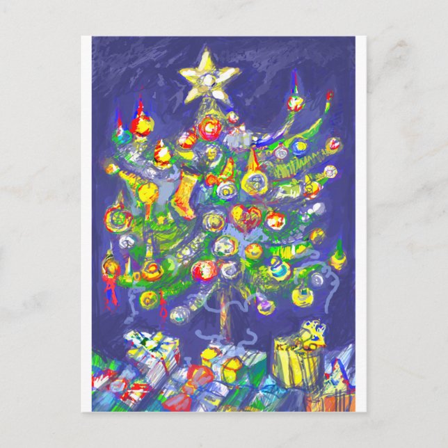 *Christmas tree by Albruno* Holiday Postcard (Front)