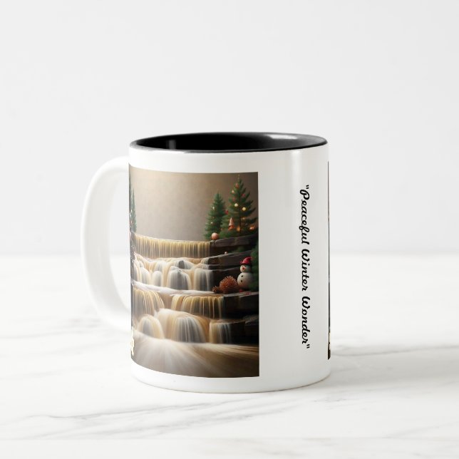 "Christmas Tree by Falls" Two-Tone Coffee Mug (Front Left)