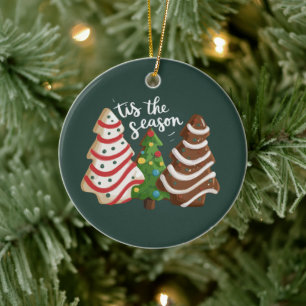 Christmas Tree Cake Tis The Season Xmas Holiday Ceramic Tree Decoration
