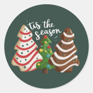 Christmas Tree Cake Tis The Season Xmas Holiday  Classic Round Sticker