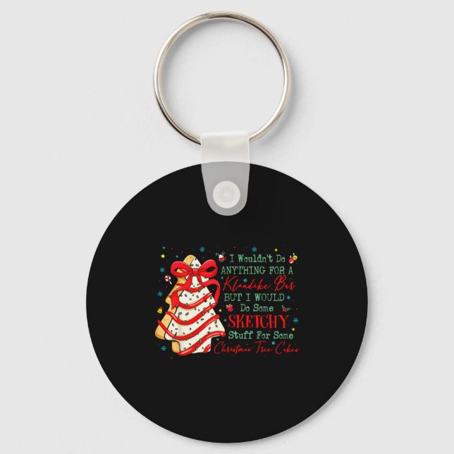 Christmas Tree Cakes Coquette Bow Xmas Pajamas Hol Key Ring (Front)