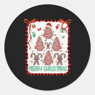 Christmas Tree Cakes Funny Debbie Becky Jen Cake L Classic Round Sticker