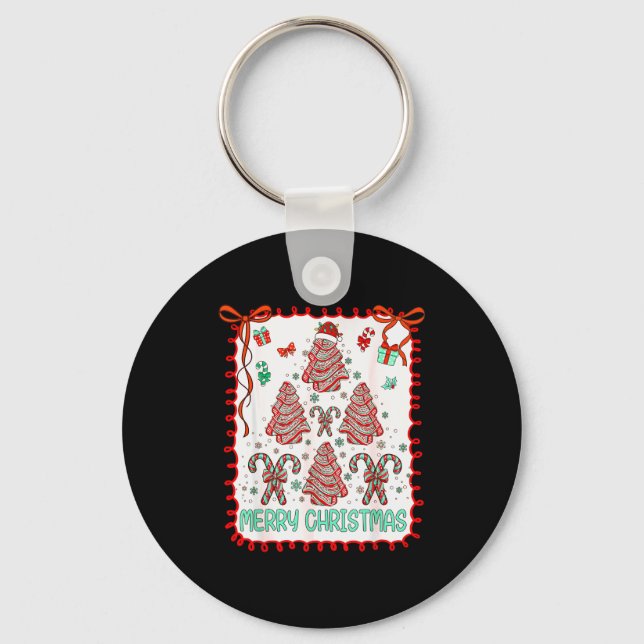 Christmas Tree Cakes Funny Debbie Becky Jen Cake L Key Ring (Front)